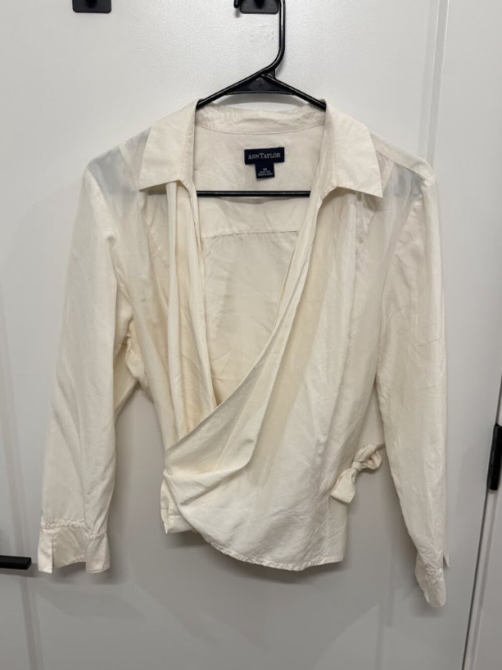 Vintage Ivory 100% Silk Wrap Top